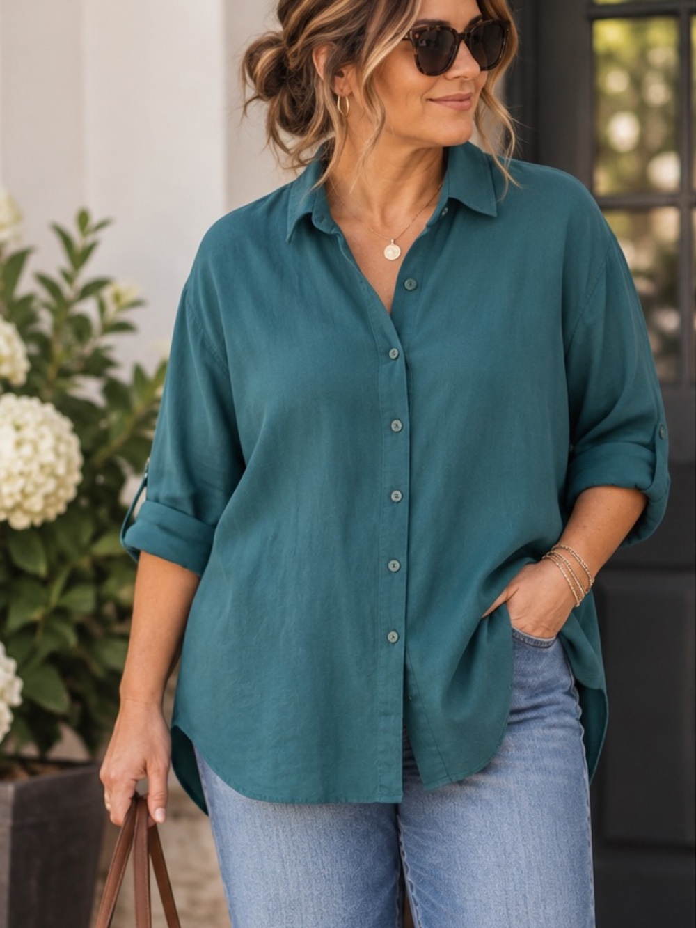 Eileen Fisher Organic Handkerchief Linen Classic Collar Shirt 3X